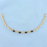 2ct Tw Natural Sapphire And Diamond Bracelet In 14k Yellow Gold