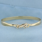 Baguette And Round Diamond Bangle Bracelet In 14k Yellow Gold