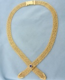 Heavy Bismarck Link Tanzanite Necklace In 14k Yellow Gold