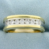 Mens Diamond Channel Set Wedding Or Anniversary Ring In 18k Yellow And White Gold