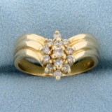 1/3ct Tw Diamond Cluster V Shaped Ring In 14k Yellow Gold