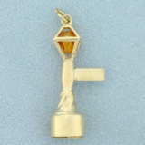 Vintage Citrine Street Lamp Pendant In 14k Yellow Gold