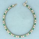 4.5ct Tw Emerald And Diamond Line Bracelet In 14k White Gold