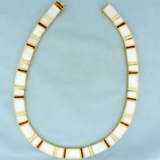 Ruby, Mother Of Pearl And Diamond Necklace In 18k Yellow Gold