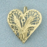 Diamond Cut Heart Pendant In 14k Yellow Gold