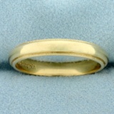 Mens Milgrain Beaded Edge Wedding Band Ring In 14k Yellow Gold