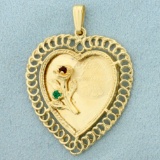 Happy Anniversary Heart Pendant In 14k Yellow Gold