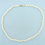 18 Inch Cultured Pearl Necklace With 14k Yellow Gold Clasp