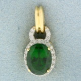 Tsavorite And Diamond Pendant In 14k Yellow Gold