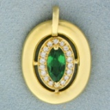 Tsavorite And Diamond Pendant In 18k Yellow Gold