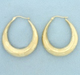 Matte Finish Hoop Earrings In 14k Yellow Gold