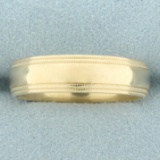 Mens Milgrain Beaded Edge Wedding Band Ring In 14k Yellow Gold