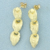 Diamond Cut Dangle Earrings In 14k Yellow Gold