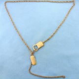 Vintage Lock Dog Tag Designer Chain Necklace In 10k Yellow Gold