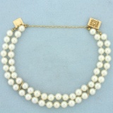 Double Row Akoya Pearl Bracelet In 14k Yellow Gold