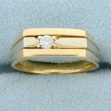 Two Tone Diamond Solitaire Ring In 14k Yellow And White Gold