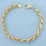 Mens Heavy Rope Link Bracelet In 14k Yellow Gold