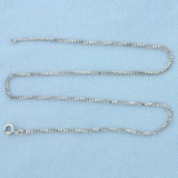 13 1/2 Inch Choker Or Youth Box Link Chain Necklace In 14k White Gold