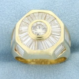 Mens Target Design 5ct Diamond Ring In 14k Yellow Gold