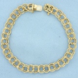 Double Ring Charm Bracelet In 14k Yellow Gold
