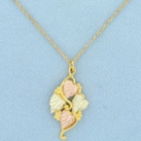 Landstorms Black Hills Gold Tricolor Leaf Pendant On Chain In 10k Gold