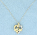 Mom Heart Necklace In 10k Yellow And White Gold