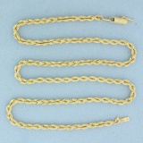 20 Inch Rope Link Chain Necklace In 14k Yellow Gold