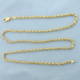 Italian 21 Inch Rope Link Chain Necklace In 14k Yellow Gold
