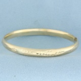 Hinged Leaf Design Bangle Bracelet In 14k Yellow Gold