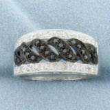 White And Black Diamond Ring In 14k White Gold