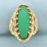 Jade Solitaire Statement Ring In 14k Yellow Gold