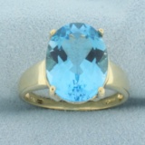 Swiss Blue Topaz Statement Ring In 10k Yellow Gold