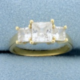 2ct Cz Wedding Or Engagement 3 Stone Ring In 14 Yellow Gold