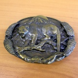 Vintage 1981 Bergamot Brass Co. Mountain Lion Belt Buckle