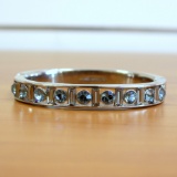 Givenchy Designer Rhinestone Crystal Hinged Bangle Bracelet