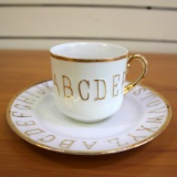 Vintage Alphabet Baby Plate And Cup China Set