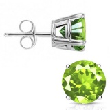 6mm Round Cut Peridot 1.85ctw Stud Earrings In Sterling Silver