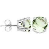 5mm Round Cut Green Amethyst .9ctw Stud Earrings In Sterling Silver