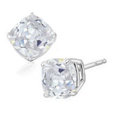 6mm Cushion Cut White Topaz 2ctw Stud Earrings In Sterling Silver