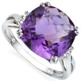 3.6ct Amethyst & Diamond Ring In Sterling Silver