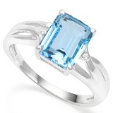 2.5ct Blue Topaz & Diamond Ring In Sterling Silver