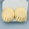 Wave Design Button Earrings In 14k Yellow Gold