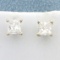 1ct Tw Princess Diamond Stud Earrings In 14k White Gold Martini Settings