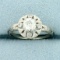 Vintage Old European Cut Diamond Ring In 18k White Gold