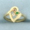 Emerald, Ruby, And White Sapphire Heart Ring In 14k Yellow Gold