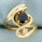 Designer Sapphire And Diamond Ring In 14k Yellow Gold