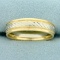 Mens Milgrain Beaded Edge Etched Two Tone Wedding Band Ring In 14k White And Yellow Gold