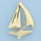 Sailboat Pendant Or Slide In 14k Yellow Gold
