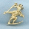 Vintage 3d Snow Skier Pendant Or Charm In 14k Yellow Gold
