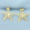 Diamond Cut Starfish Earrings In 14k Yellow Gold
